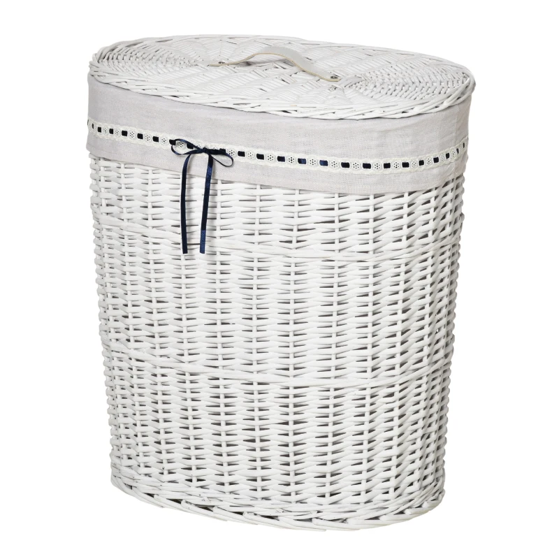 Homcom Cos Rufe din Rachita Alba – Cu Capac & Sac Lavabil