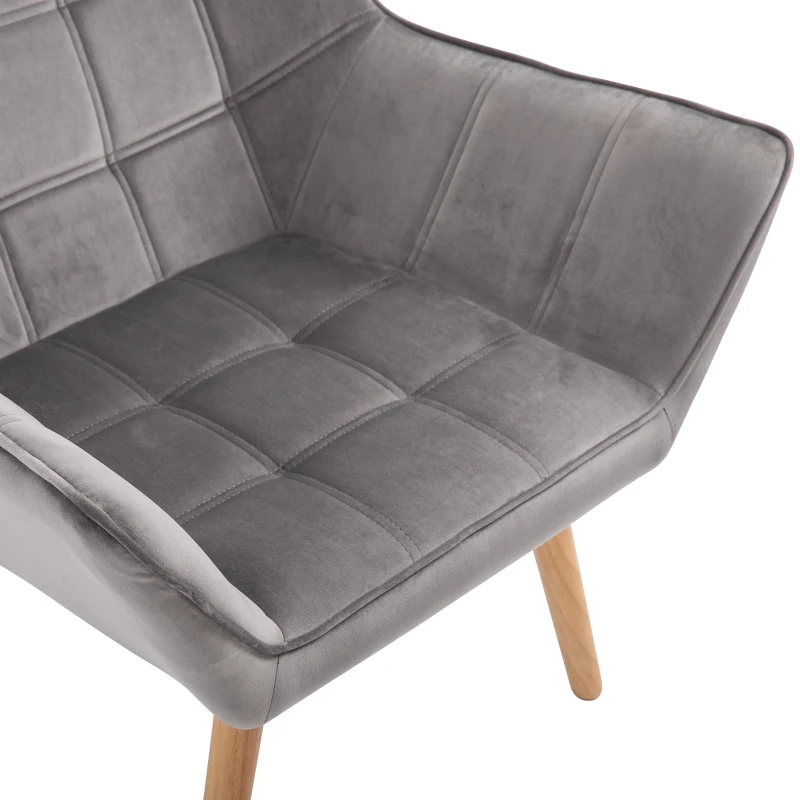 HOMCOM Relaxfauteuil Scandinavisch Design Leesstoel Accentfauteuil, Gestikt, 64 cm x 62 cm x 72,5 cm. Grijs