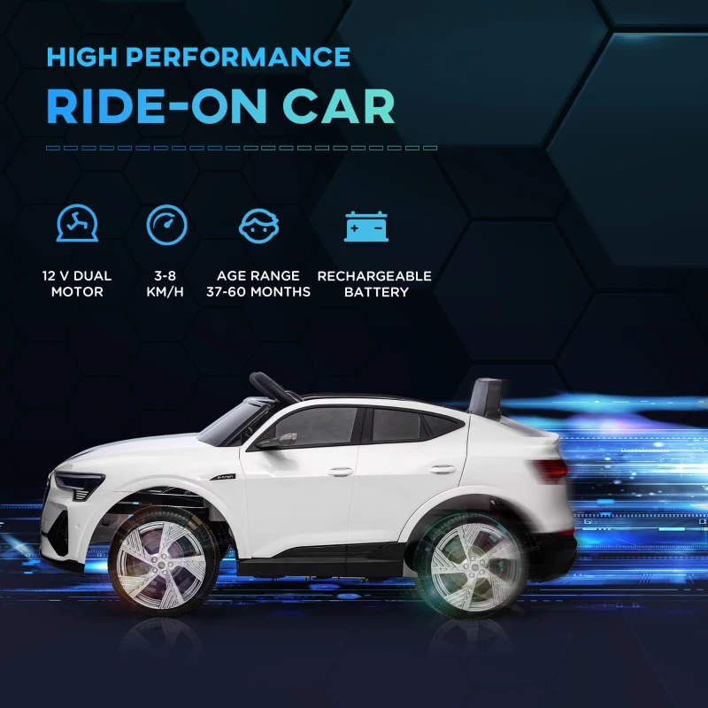 HOMCOM Samochód elektryczny dla dzieci z pilotem zdalnego sterowania Z odtwarzaczem muzyki Podwójny silnik 12 V Biały + Czarny