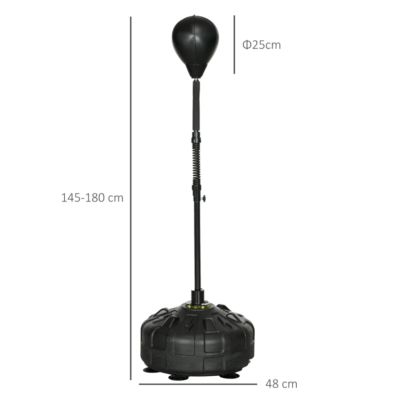 SPORTNOW Bokszak, Bokstandaard, Verstelbaar in hoogte 145-180 cm, Vulbare basis, Zwart(m-3)