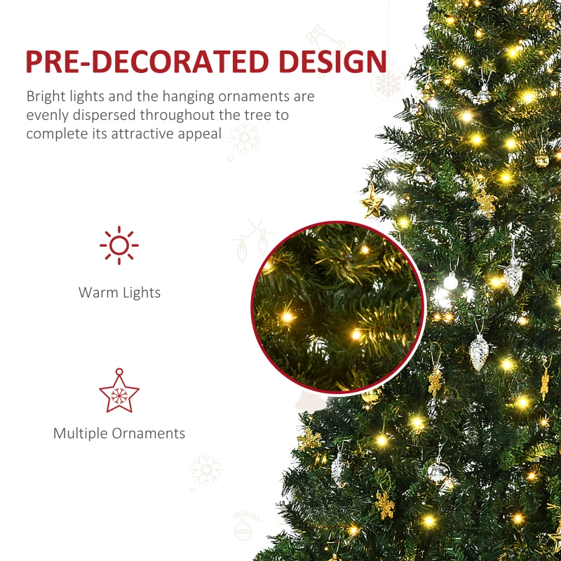HOMCOM® kunstkerstboom | dennenboom | 200 LED‘s | Ø 112 x 180 cm | groen | Aosom.de