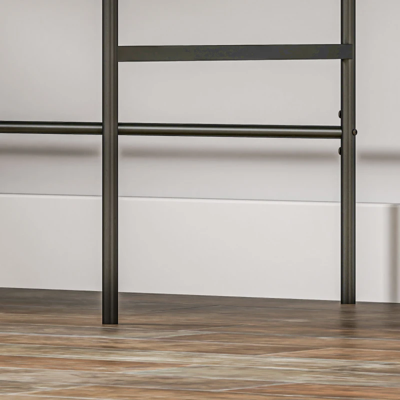 HOMCOM Biurko w stylu retro z dekorem lameli, przegródki do przechowywania, nogi ze stali, 120 x 60 x 76,5 cm, Dąb/Czarny