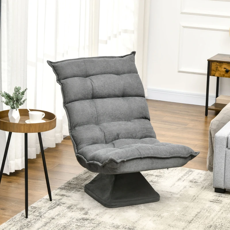 HOMCOM Relaxsessel Lesesessel, drehbar, Leinenoptik, 62 cm x 70 cm x 95 cm, Grau