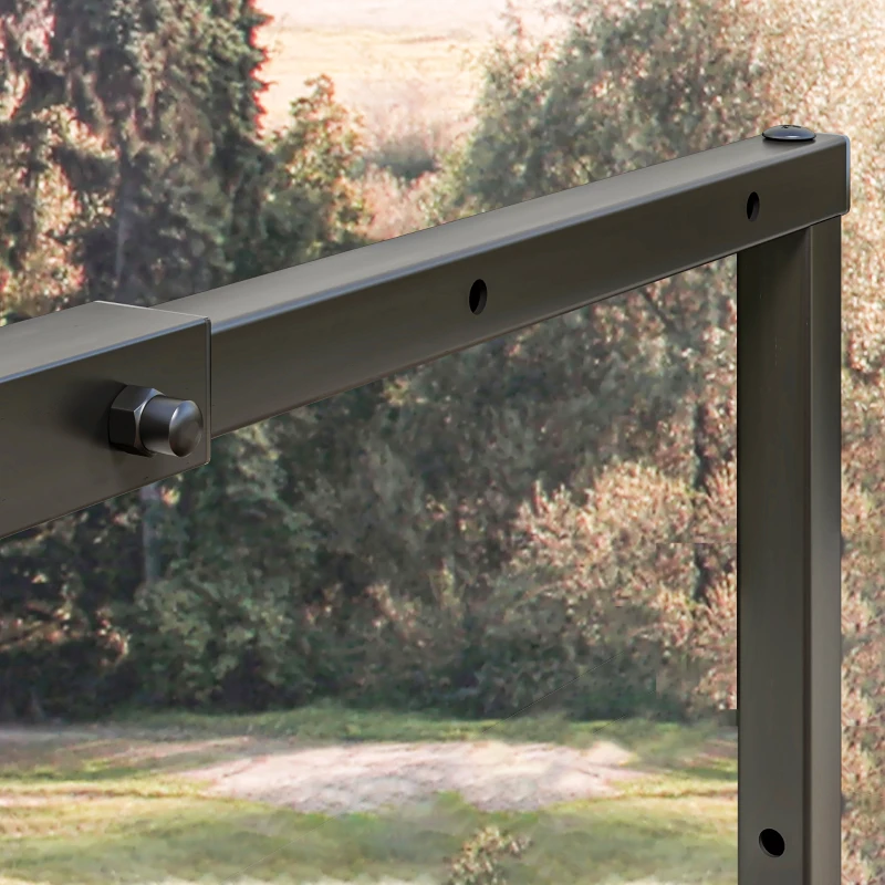 Outsunny Suport pentru Lemne din Metal, Suport Reglabil cu Cârlige în Formă de S, 40-65x25x100-150 cm, Negru
