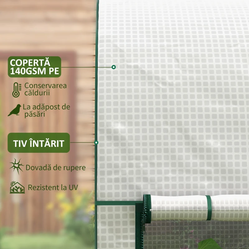 Outsunny Seră de Grădină, Seră pentru Plante cu 2 Uși Batante Rulante, Acoperire PE, Anti-UV, 2x1x1,78 m, Alb