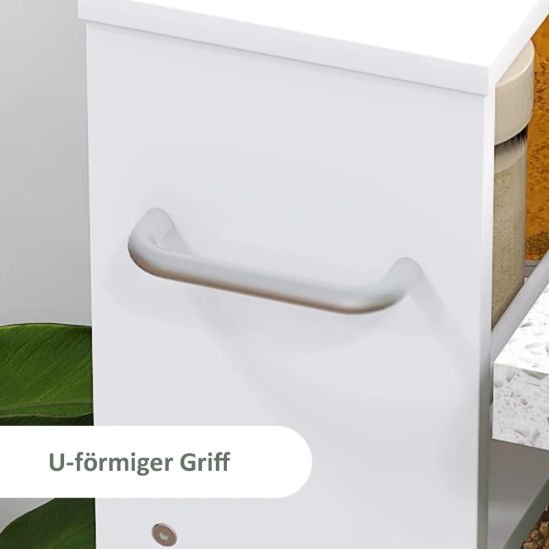 HOMCOM Multifunctioneel rek op wielen, slank ontwerp, 4 vakken, 45x15x91 cm, Wit