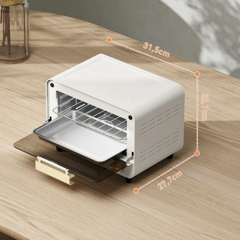 HOMCOM Forno Elétrico de Mesa Mini Forno de 12L 750W com Temporizador e Temperatura Ajustável até 230℃ 31,5x27,7x22,7 cm Branco