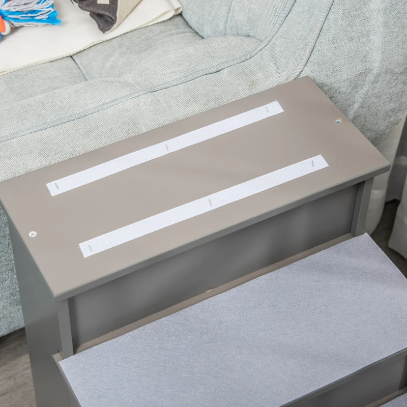 PawHut Huisdiertrap, voor Honden/Katten, 4-traps, Kortpluche, tot 30 kg, 40 x 59 x 54,2 cm, Donkerbruin