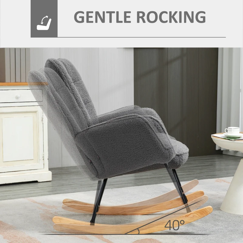 HOMCOM Fotel bujany, krzesło bujane Funkcja swing Łatwe czyszczenie Maksymalny udźwig 120 kg, poliester, kolor ciemnoszary