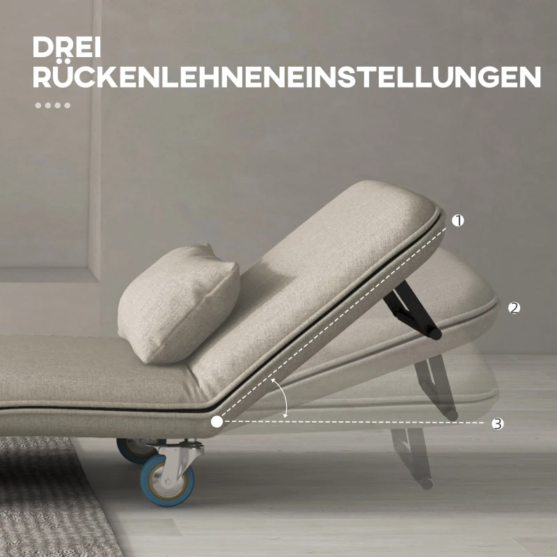 HOMCOM Klappbarer Schlafsessel, 3 in 1 Klappsessel mit verstellbarer Rückenlehne, für Schlafzimmer und Gästezimmer, Grau(m-5)