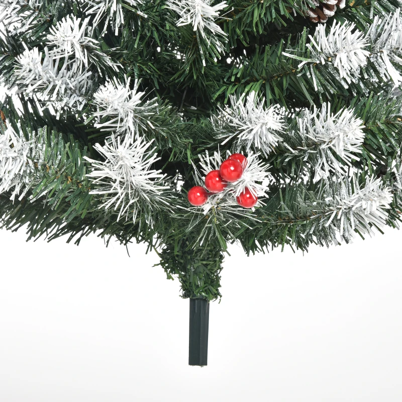 HOMCOM Brad de Craciun Artificial acoperit cu Zapada Baza Detasabila 618 Ramuri Φ65x180cm