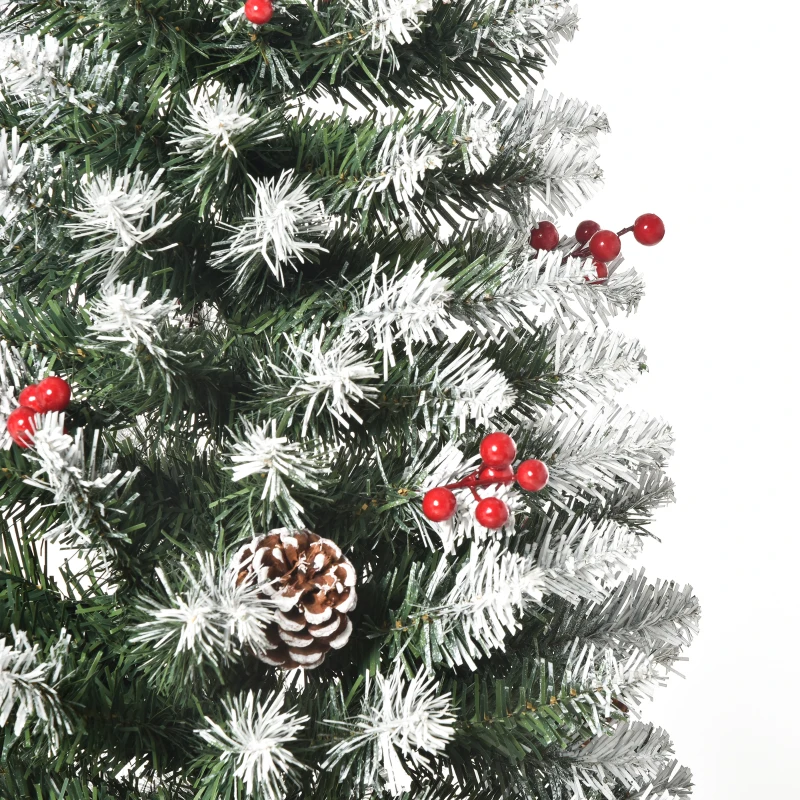 HOMCOM Brad de Craciun Artificial acoperit cu Zapada Baza Detasabila 618 Ramuri Φ65x180cm