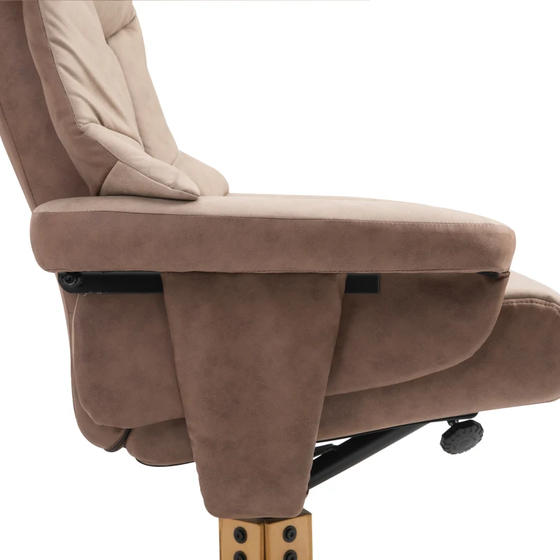 HOMCOM Fotel relaksacyjny z podnóżkiem, 360° obrotowy, 135° odchylany, oddychające pokrycie, 78 x 82,5 x 109 cm, brązowy