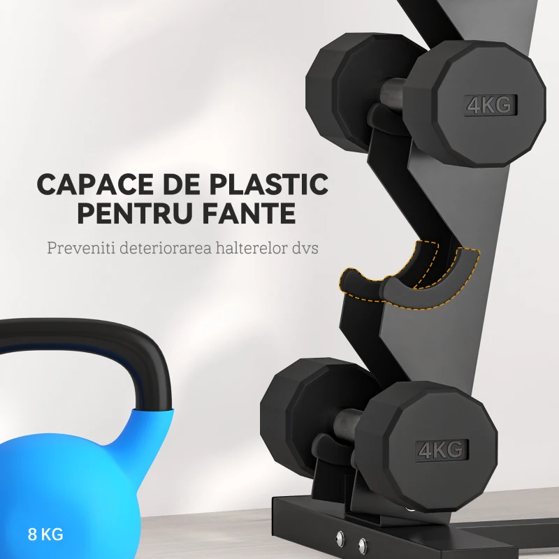 SPORTNOW Suport pentru Gantere cu 5 Niveluri Suport de Depozitare a Halterelor Otel pentru Sala de Gimnastica de Acasa suport pentru gantere, suport pentru gantere rack suport gantere antrenament acasa exercitii cu gantere suport greutati