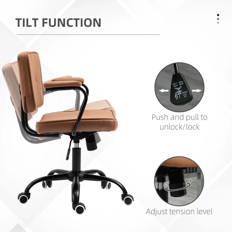 Vinsetto krzesło biurowe z kółkami obrotowe krzesło biurko krzesło funkcja rocker brązowy