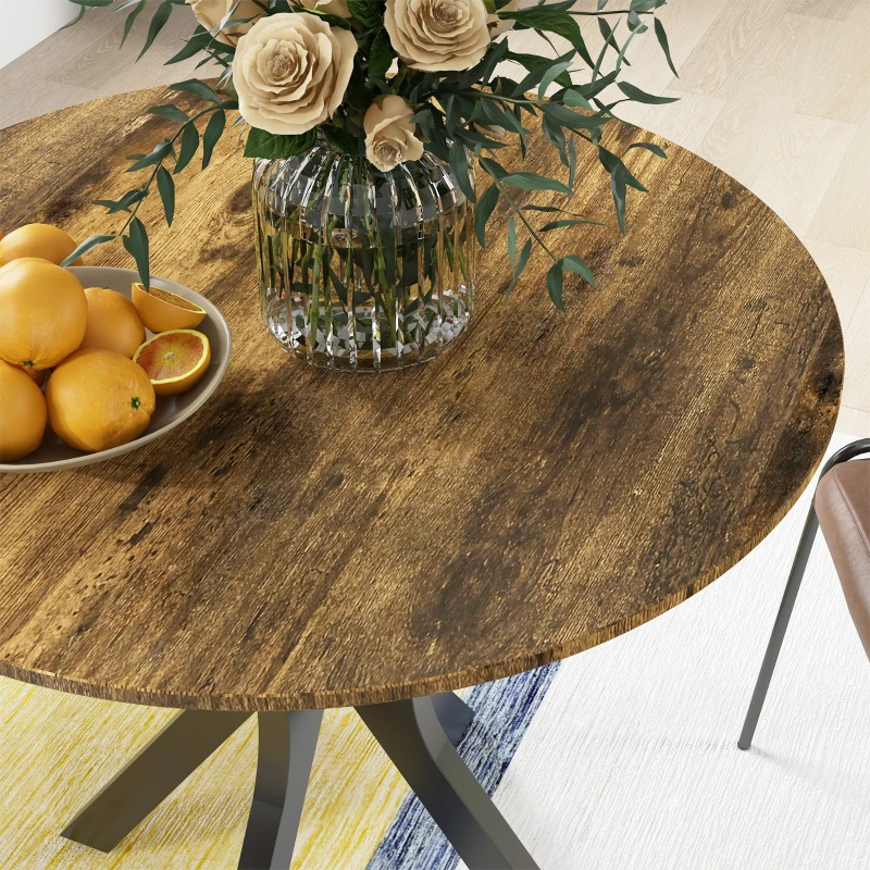 HOMCOM Stół Kuchenny dla 2 Osób, Okrągły, Stelaż z Malowanej Proszkowo Stali, Ø78 cm, Rustykalny Brąz