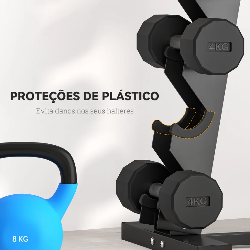 SPORTNOW Suporte para Halteres de 5 Níveis Suporte de Armazenamento para Halteres de Aço para Treinamento 35x33x66 cm Preto