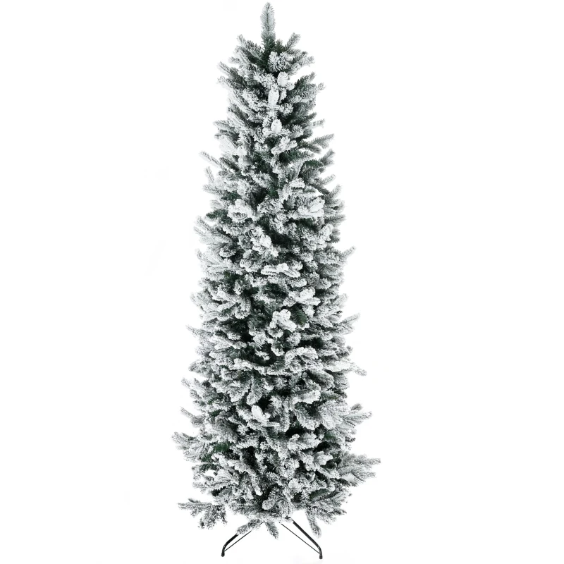 HOMCOM Pom de Craciun Artificial 225cm cu 988 Ramuri Inzapezite, Baza de Otel, Verde