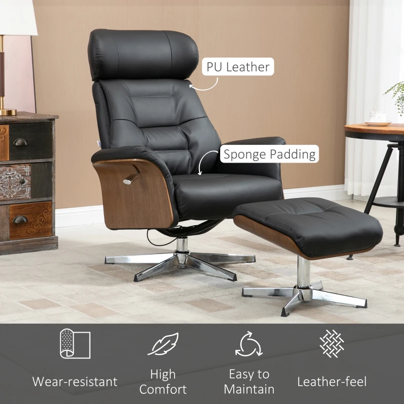 HOMCOM Fotel relaksacyjny z podnóżkiem, fotel telewizyjny z funkcją leżącą, fotel do odpoczynku