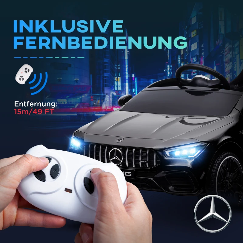 AIYAPLAY Kinder Elektrische Auto, Afstandsbedienbaar, met Trainingswielen, LED-verlichting, Toeter, voor Kinderen van 3-6 Jaar, Zwart