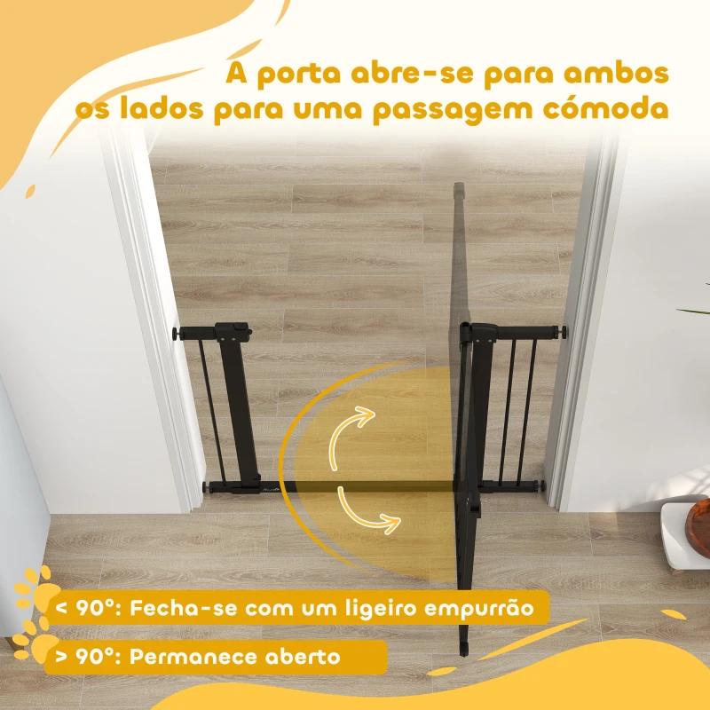 PawHut Barreira de Segurança para Cães Extensível 76-102 cm Barreira para Animais de Estimação com 2 Extensões Preto