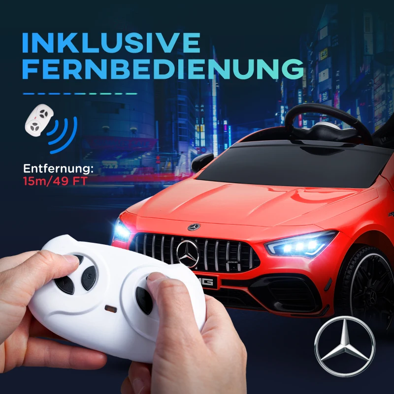 AIYAPLAY Kinder Elektrische Auto, Bestuurbaar met Trainingswielen, LED-Verlichting, Claxon, voor Kinderen van 3-6 Jaar, Rood