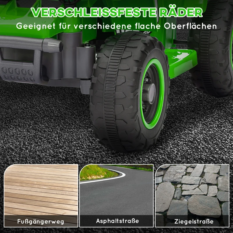 AIYAPLAY Elektrisch Quad Bike voor Kinderen, op batterijen, voor- en achteruitrijfunctie, LED-lampjes, 18-36 Maanden, Groen