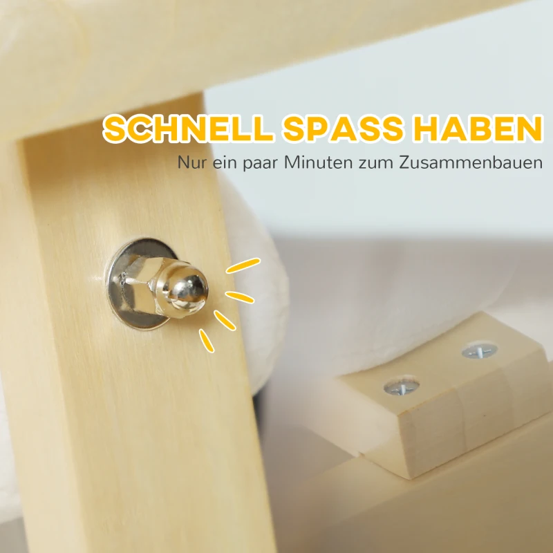 AIYAPLAY Huśtawkowy konik w kształcie psa z funkcją dźwiękową, drewniana i metalowa, z pokryciem pluszowym, dla dzieci 2-4 lata, Biały