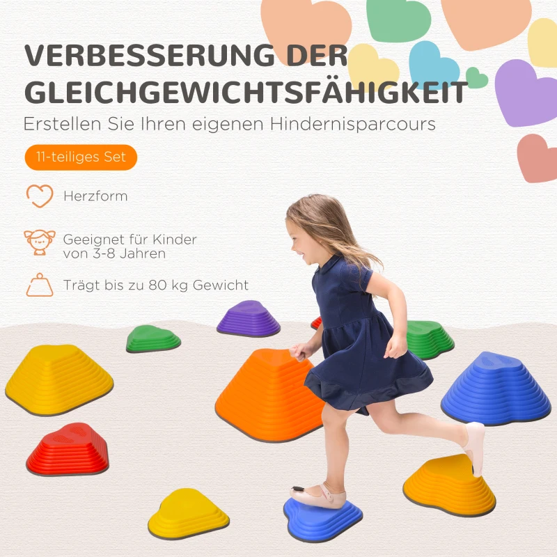 AIYAPLAY Balans-Stappstenen, 11-delig Set, Stapelbaar & Licht, Antislip, Voor Binnen/Buiten