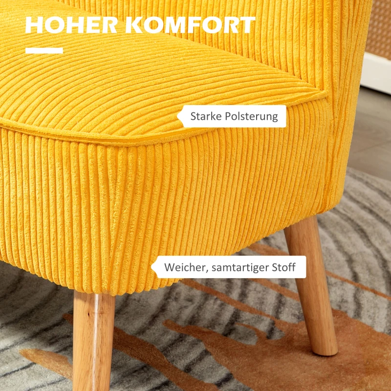 HOMCOM Tweezitsbank in elegant Scandinavisch ontwerp, stevig houten frame, tot 150 kg, 117 x 56,5 x 77 cm, Geel(m-4)
