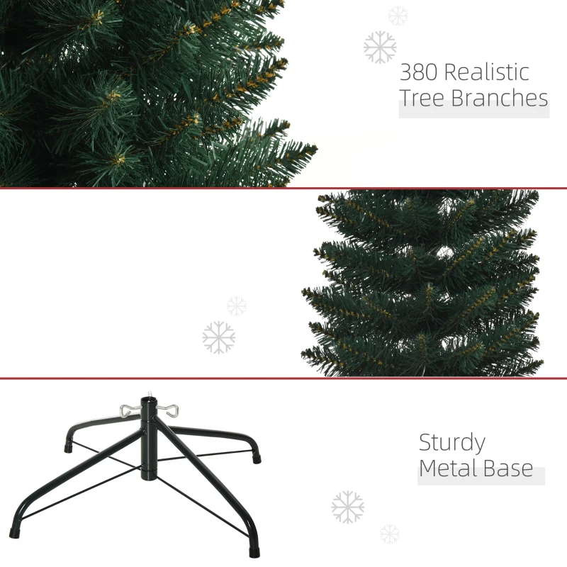 HOMCOM Choinka 180 cm, wysoce realistyczna, 380 gałęzi, niepalna, stabilna podstawa, Zielona