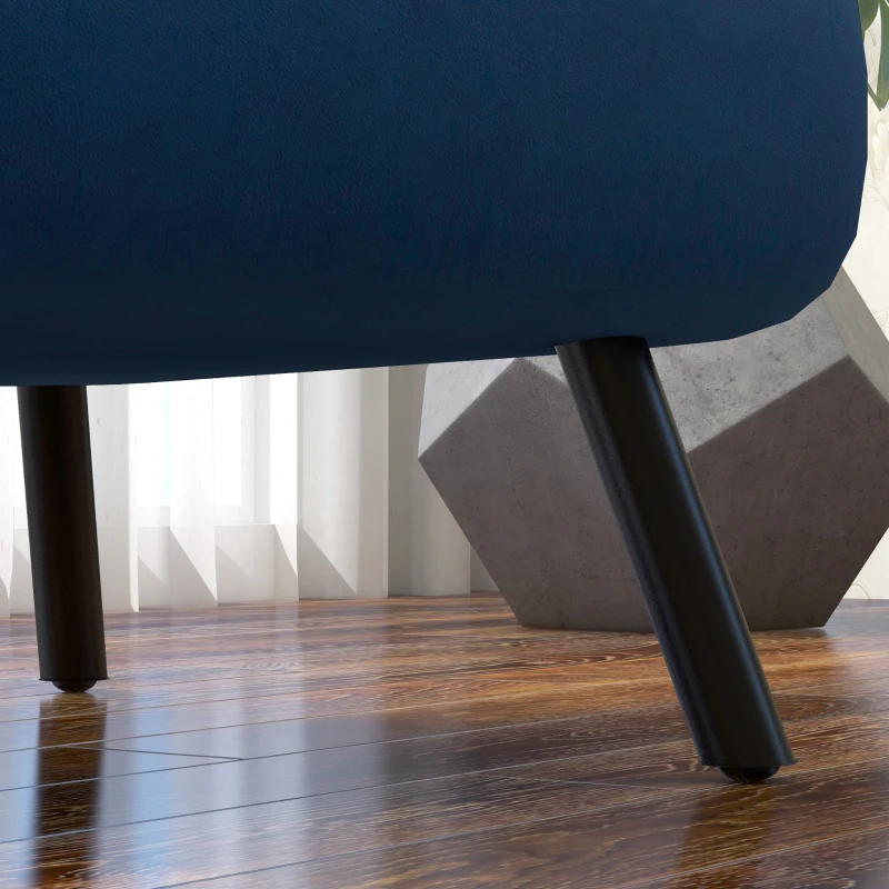HOMCOM Canapea Extensibilă cu Spătar Reglabil pe 5 Nivele, Canapea Pat Individuală Pliabilă cu Perne, 63x73x81 cm, Albastru(m-9)