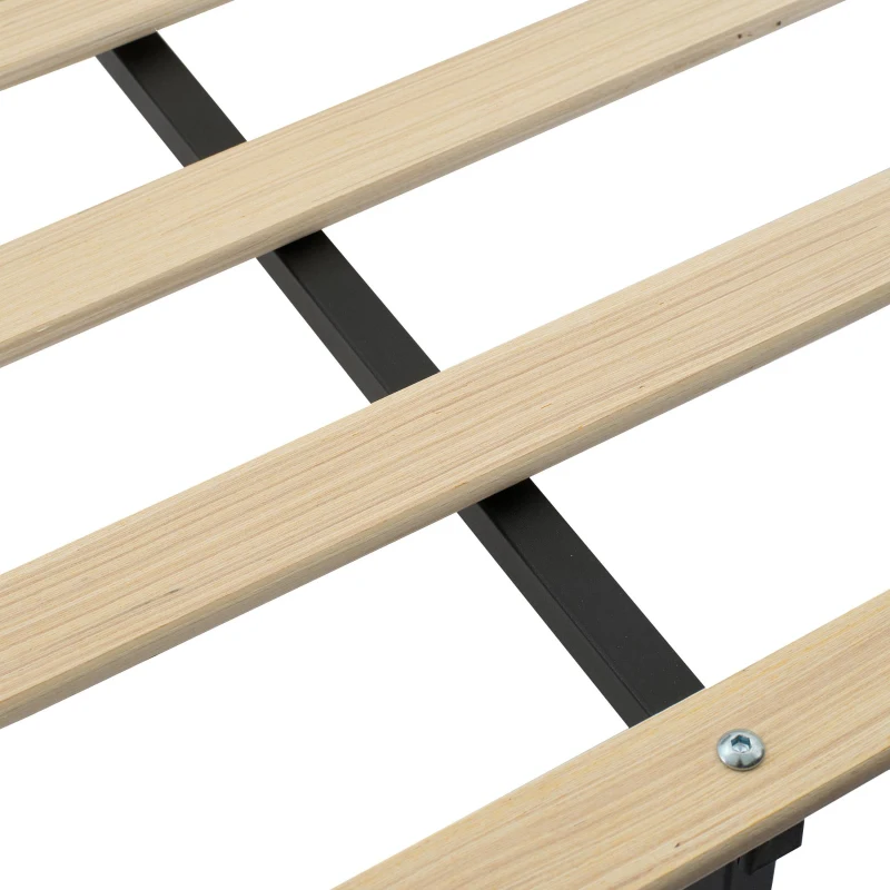 3FT Upholstered Bed with Soft Backrest and Vertical Stripe Design, Metal Underbed Bracket, 202L x 103W x 103H cm, Gray