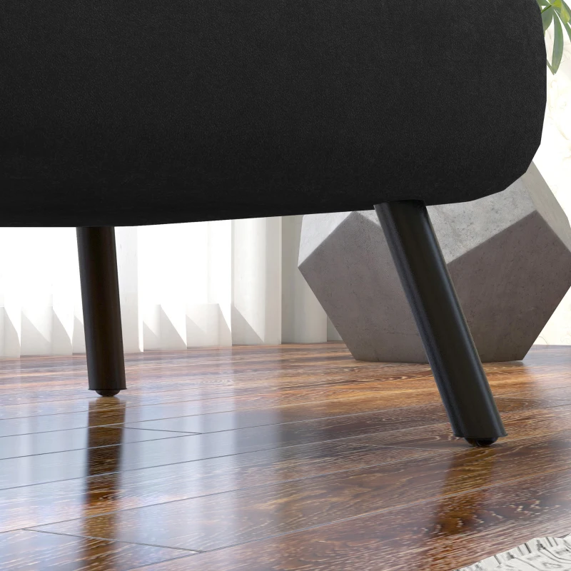 HOMCOM Canapea Extensibilă cu Spătar Reglabil pe 5 Nivele, Canapea Pat Individuală Pliabilă cu Perne, 63x73x81 cm, Negru(m-9)