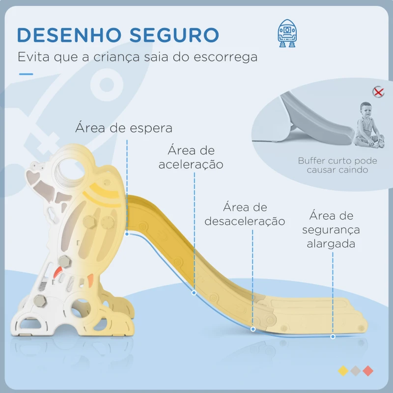 AIYAPLAY Escorregador para Crianças de 18-36 Meses com 3 Degraus Antiderrapantes 157x46,5x80 cm Cinza