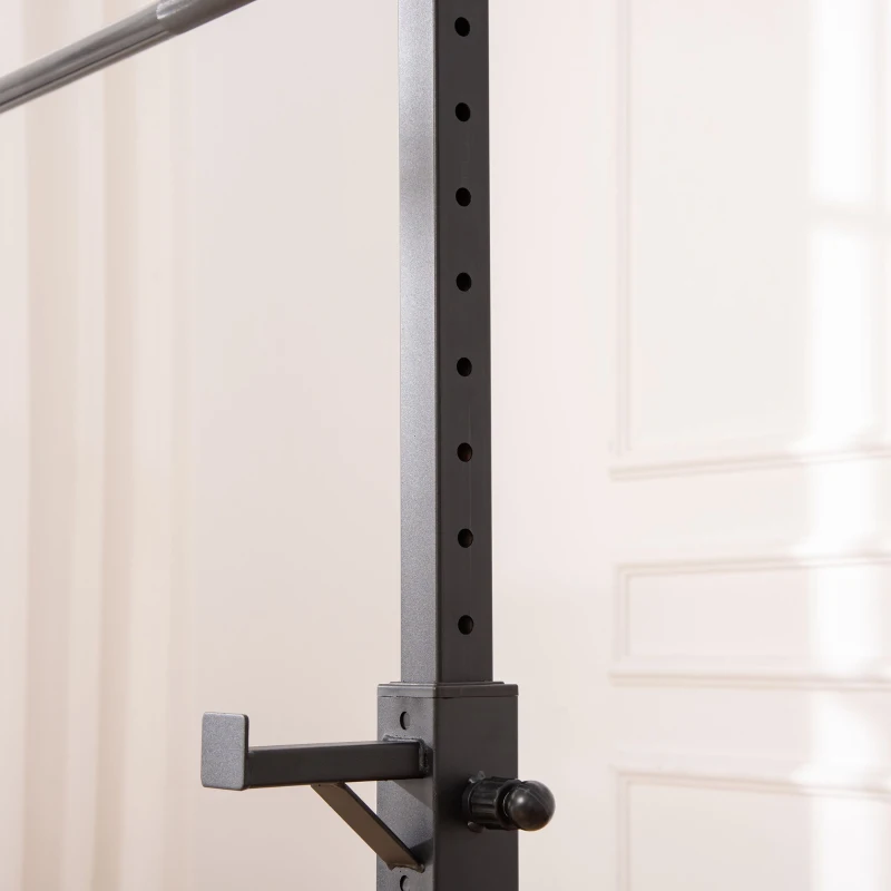 HOMCOM Heavy Duty Weight Bar Barbell Squat Stand Barbell Rack Spotter, for Home, Gym - Black