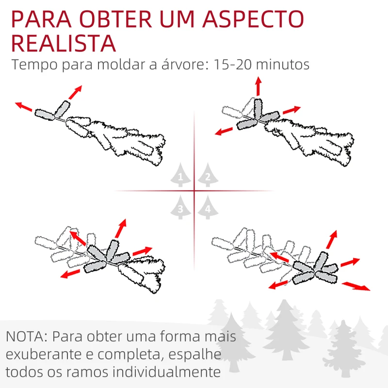 HOMCOM Árvore de Natal 150 cm Árvore de Natal Artificial com 395 Ramos e Suporte de Metal Árvore de Natal para Interior Verde