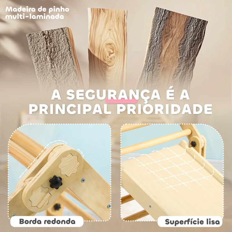 AIYAPLAY Escalada para Crianças 3 em 1 Estrutura de Escalada Dobrável com Rampa para Escorregar ou Escalar Jogo de Aprendizagem 175x70x89 cm Multicor