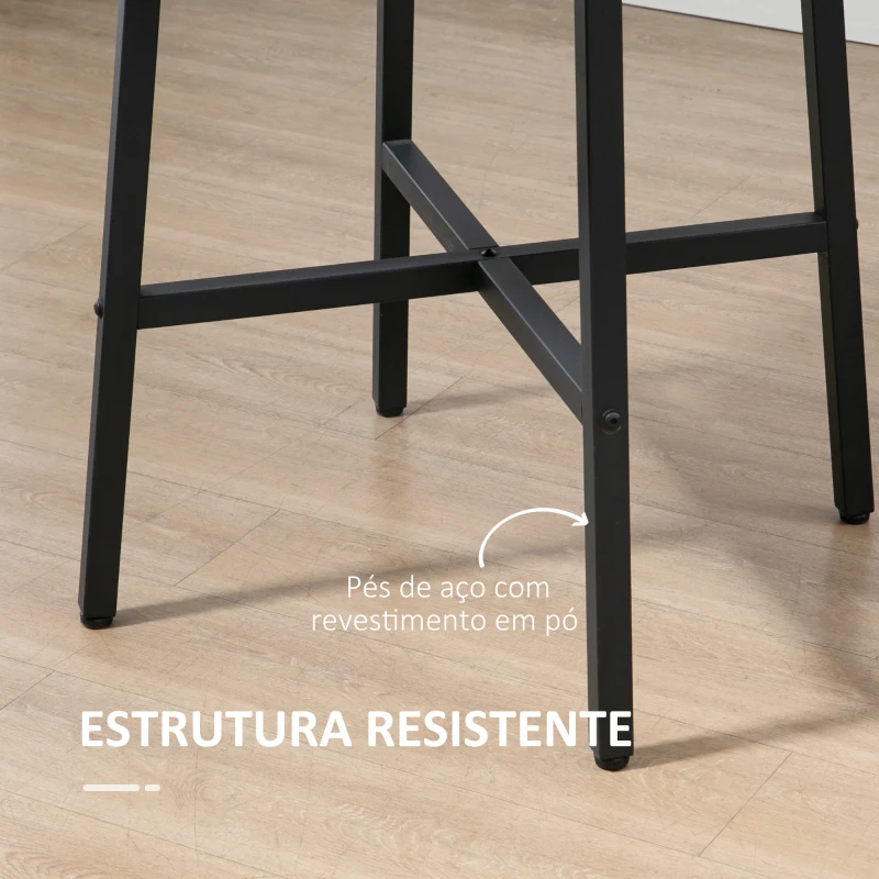 HOMCOM Mesa de Sala de Jantar Redonda para 4 Pessoas Mesa de Cozinha Moderna com Pés de Aço Ø80x76 cm Marrom e Preto