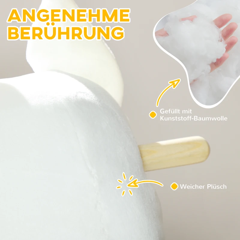 AIYAPLAY Huśtawkowy konik w kształcie psa z funkcją dźwiękową, drewniana i metalowa, z pokryciem pluszowym, dla dzieci 2-4 lata, Biały