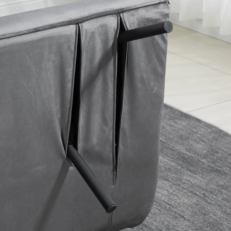 HOMCOM Canapea Pat de 2 Locuri cu Spătar Reglabil pe 5 Nivele și 2 Perne din Material Capitonat, 102x73x81 cm, Gri Închis(m-9)