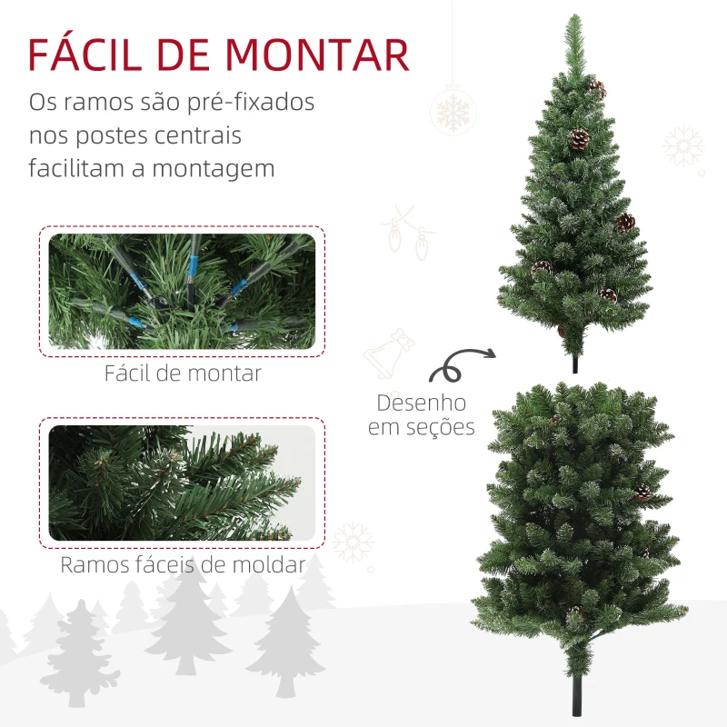 HOMCOM Árvore de Natal 150 cm Árvore de Natal Artificial com 395 Ramos e Suporte de Metal Árvore de Natal para Interior Verde
