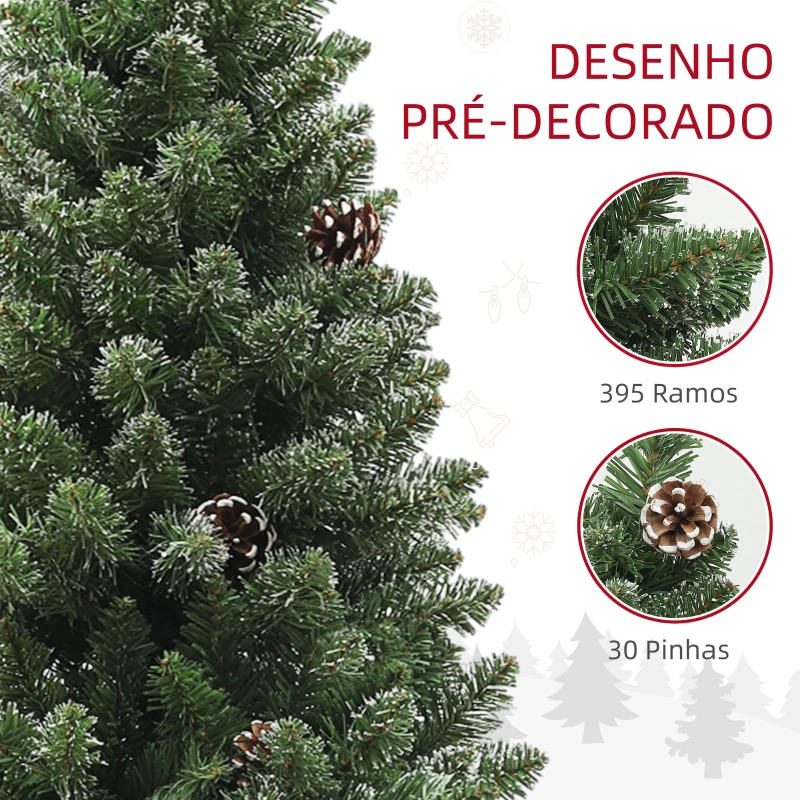 HOMCOM Árvore de Natal 150 cm Árvore de Natal Artificial com 395 Ramos e Suporte de Metal Árvore de Natal para Interior Verde