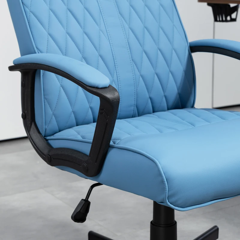 Vinsetto Cadeira de Escritório Giratória 360° com Encosto Alto Altura Ajustável e Função de Inclinação 65x65x102-112,5 cm Azul