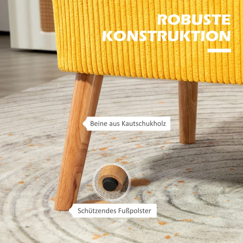 HOMCOM Tweezitsbank in elegant Scandinavisch ontwerp, stevig houten frame, tot 150 kg, 117 x 56,5 x 77 cm, Geel(m-5)