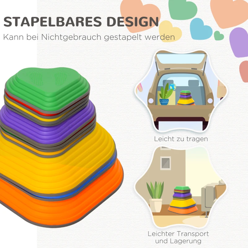 AIYAPLAY Balans-Stappstenen, 11-delig Set, Stapelbaar & Licht, Antislip, Voor Binnen/Buiten