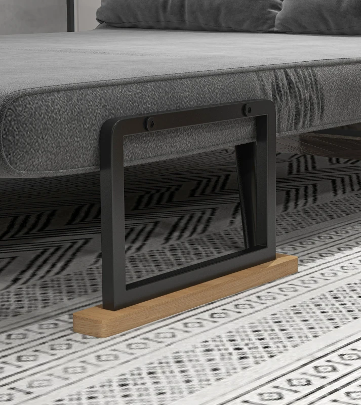 HOMCOM Canapea Pat de 2 Locuri cu Spătar Reglabil pe 5 Nivele și 2 Perne din Material Capitonat, 102x73x81 cm, Gri Închis(m-7)