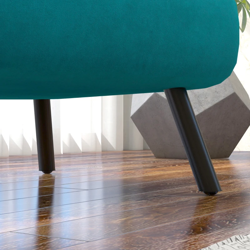 HOMCOM Canapea Extensibilă cu Spătar Reglabil pe 5 Nivele, Canapea Pat Individuală Pliabilă cu Perne, 63x73x81 cm, Albastru(m-9)