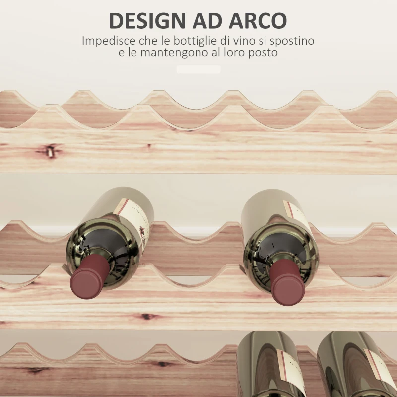 HOMCOM Portabottiglie in Legno di Pino, Cantinetta Vini con 4 Ripiani per 48 Bottiglie, 114x28x56.5 cm, Colore Legno