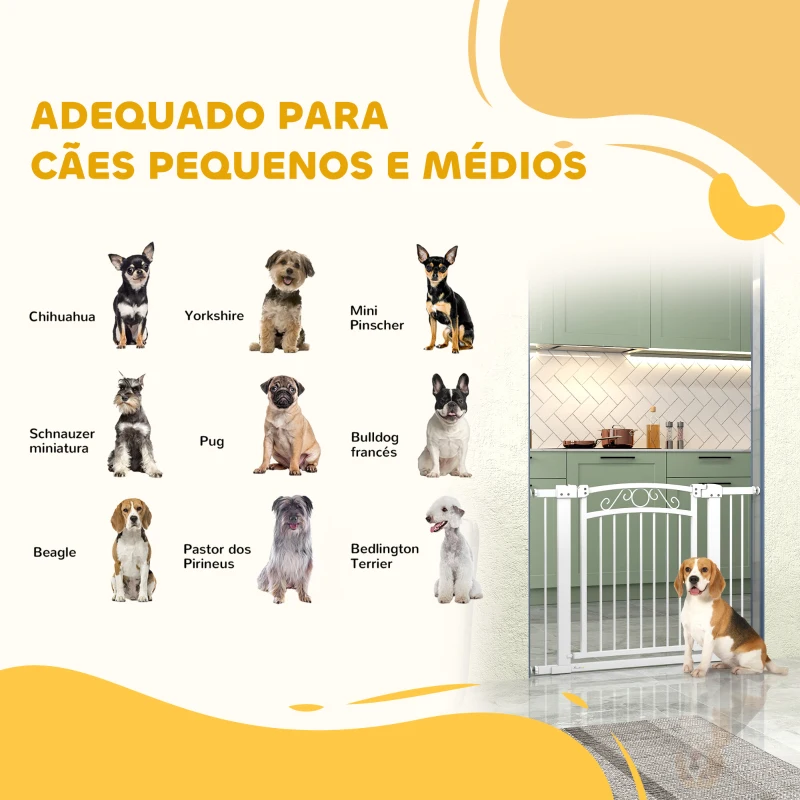 PawHut Barreira de Segurança para Cães Extensível 76-102 cm Barreira para Animais de Estimação com 2 Extensões Branco